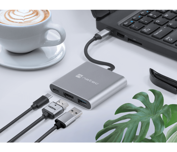 Natec MULTIPORT ADAPTER FOWLER MINI USB-C 3W1 HUB -> USB 3.0, HDMI - 1470210 - zdjęcie 4